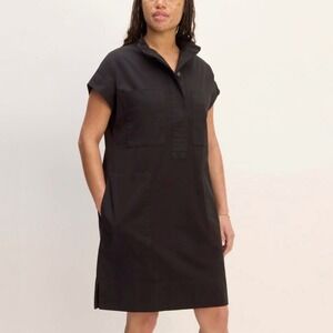 Everlane The Easy Workwear Dress Black Pockets Boxy Cotton Medium